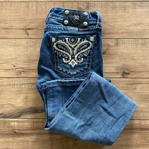 Miss Me Boot Cut Jeans Distressed Embellished 26